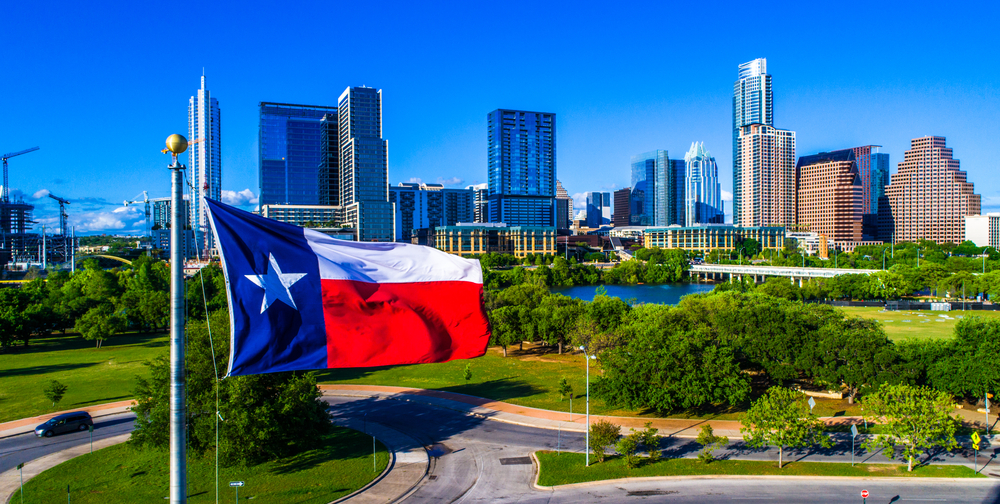 texas flag with austin