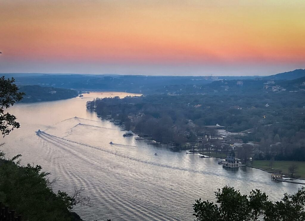 sunset on Mount Bonnell